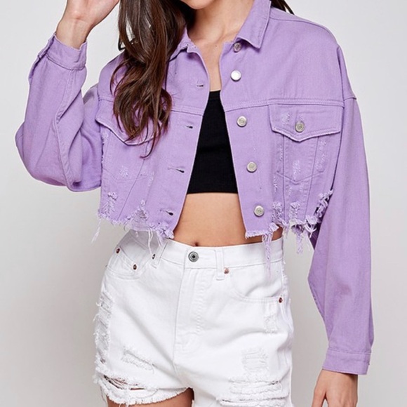 Signature8 Jackets & Blazers - Lavender cropped jean jacket